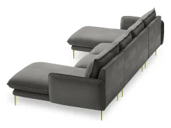 Cosmopolitan Design - Sofá panorâmico "Vienna" 6 lugares em veludo cinza claro - 350x170x95cm