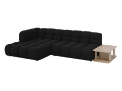 Cosmopolitan Design - Sofá modular de canto esquerdo "Sky" 4 lugares em veludo preto - 297x162x75cm