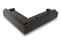 Cosmopolitan Design - Sofá de canto simétrico "Bali" 6 lugares em veludo cinza escuro - 256x256x75cm