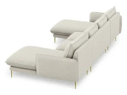 Cosmopolitan Design - Sofá panorâmico "Vienna" 6 lugares em tecido estrutural bege claro - 350x170x95cm