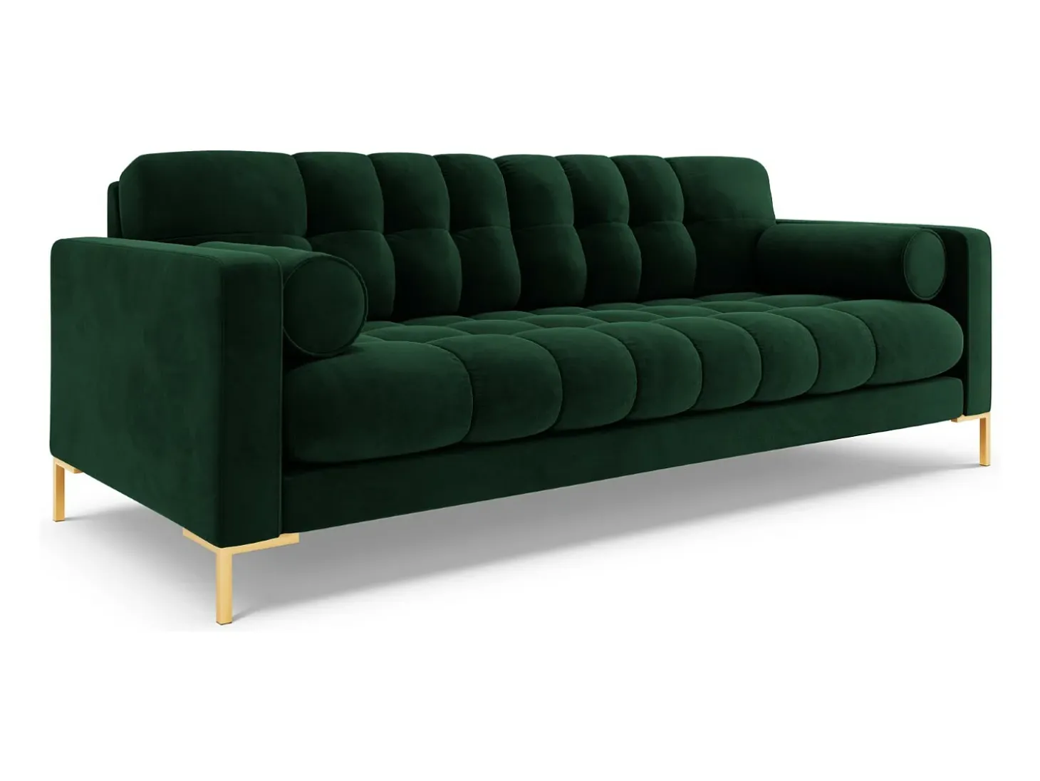 Cosmopolitan Design - Sofá "Bali" 4 lugares em veludo verde garrafa - 217x92x75cm
