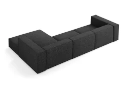 Cosmopolitan Design - Sofá de canto direito "Arendal" 4 lugares em tecido chenille preto - 284x166x70cm