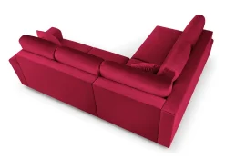 Cosmopolitan Design - Sofá convertível de canto esquerdo com caixa de arrumação "Kyoto" 5 lugares em veludo vermelho - 243x194x88cm