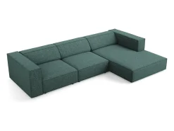 Cosmopolitan Design - Sofá de canto direito "Arendal" 4 lugares em tecido chenille petróleo - 284x166x70cm