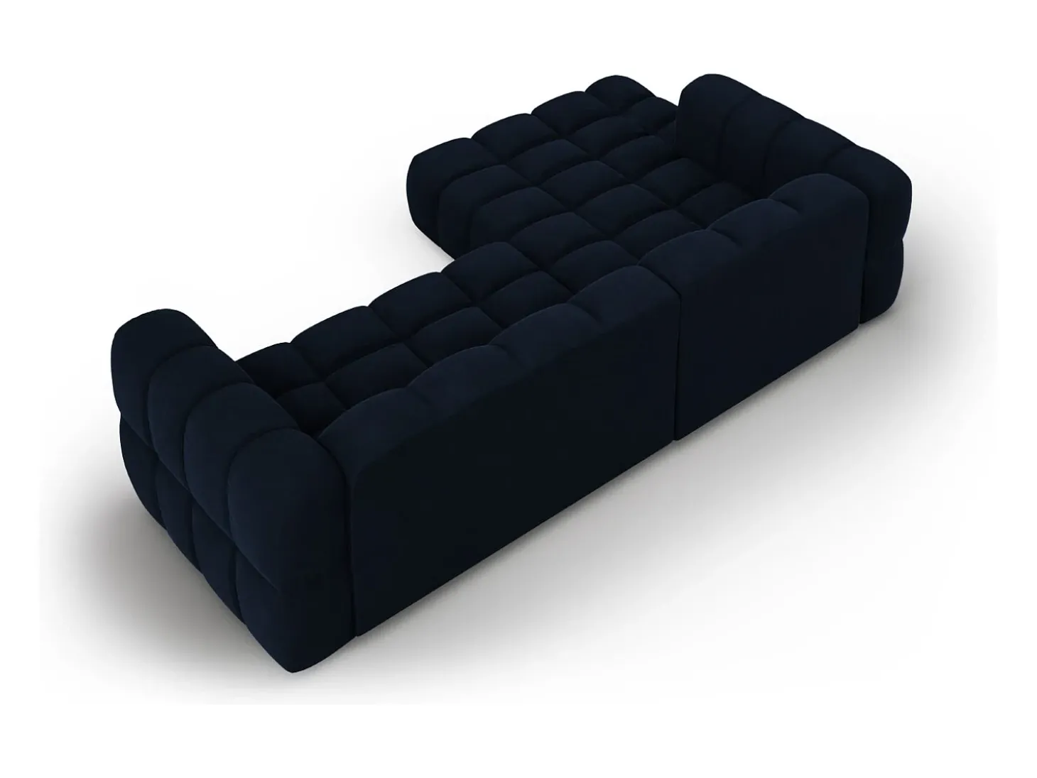 Cosmopolitan Design - Sofá modular de canto esquerdo "Sky" 4 lugares em veludo azul real - 272x162x75cm