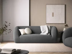 Cosmopolitan Design - Sofá "Essen" 2 lugares em tecido bouclé cinza escuro - 210x95x86cm