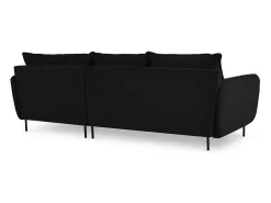Cosmopolitan Design - Sofá de canto direito "Vienna" 5 lugares em veludo preto - 255x170x95cm