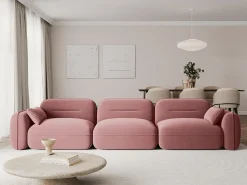 Cosmopolitan Design - Sofá modular "Sydney" 4 lugares em veludo salmão - 320x90x70cm