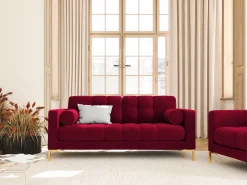 Cosmopolitan Design - Sofá "Bali" 2 lugares em veludo vermelho - 152x92x75cm