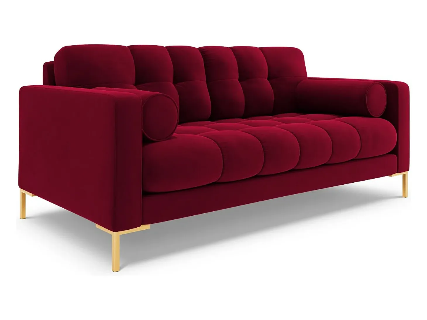 Cosmopolitan Design - Sofá "Bali" 2 lugares em veludo vermelho - 152x92x75cm