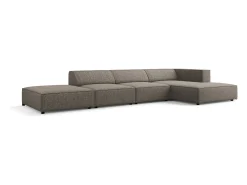 Cosmopolitan Design - Sofá de canto direito "Arendal" 5 lugares em tecido chenille cinza - 341x166x70cm
