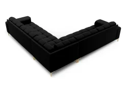 Cosmopolitan Design - Sofá de canto simétrico "Bali" 6 lugares em tecido estrutural preto - 256x256x75cm