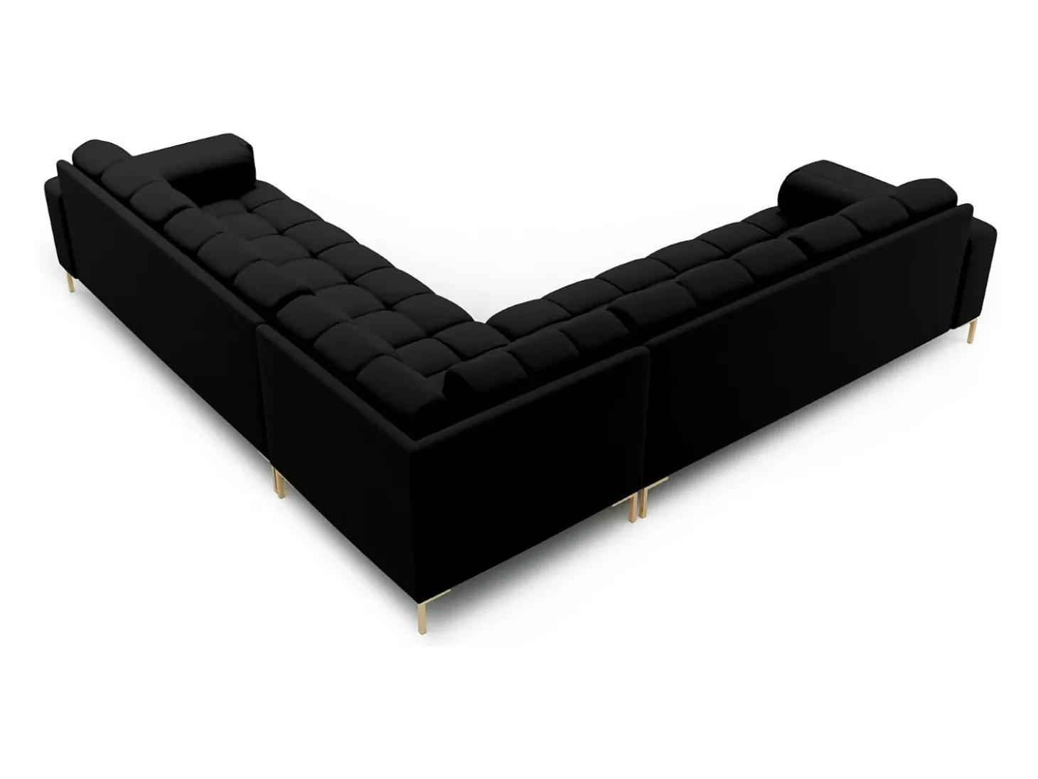 Cosmopolitan Design - Sofá de canto simétrico "Bali" 6 lugares em tecido estrutural preto - 256x256x75cm