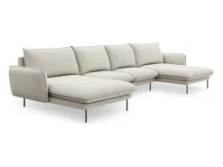 Cosmopolitan Design - Sofá panorâmico "Vienna" 6 lugares em tecido estrutural bege claro - 350x170x95cm