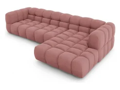 Cosmopolitan Design - Sofá modular de canto direito "Sky" 4 lugares em veludo salmão - 300x162x75cm