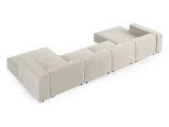 Cosmopolitan Design - Sofá panorâmico "Arendal" 6 lugares em veludo cru - 364x166x70cm