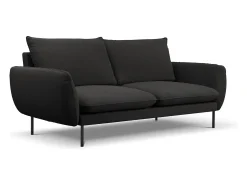 Cosmopolitan Design - Sofá "Vienna" 3 lugares em tecido bouclé preto - 200x92x95cm