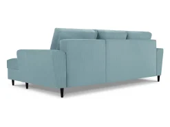 Cosmopolitan Design - Sofá convertível de canto direito com caixa de arrumação "Kyoto" 4 lugares em veludo cotelê azul claro - 241x145x88cm