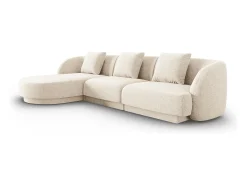 Cosmopolitan Design - Sofá de canto esquerdo "Tulum" 4 lugares em tecido chenille bege claro - 255x156x70cm