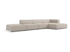 Cosmopolitan Design - Sofá de canto direito "Arendal" 5 lugares em tecido chenille com efeito canelado bege escuro - 341x166x70cm