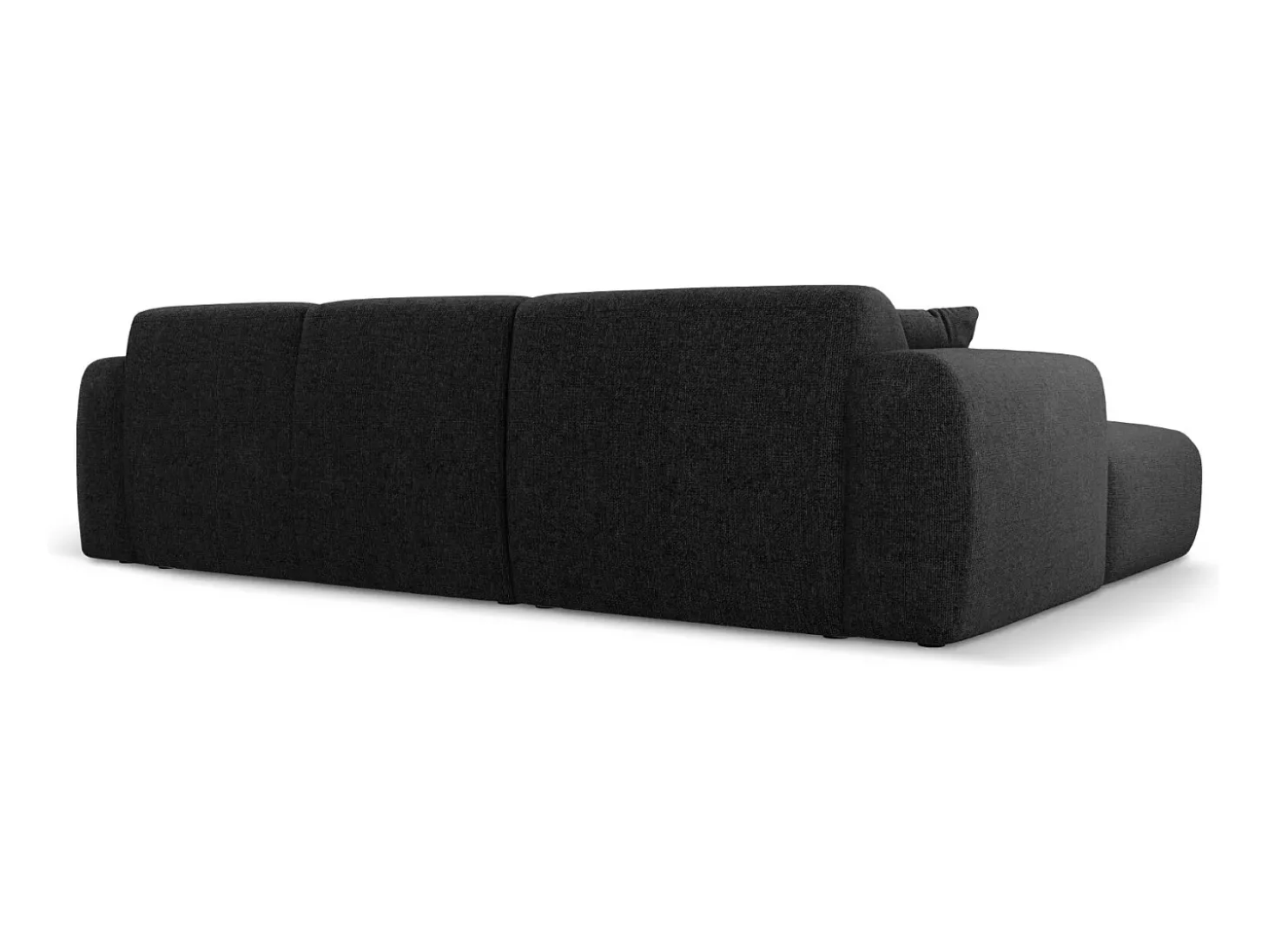 Cosmopolitan Design - Sofá de canto direito "Nolio" 4 lugares em tecido chenille preto - 260x170x72cm