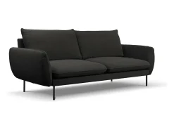 Cosmopolitan Design - Sofá "Vienna" 4 lugares em tecido bouclé preto - 230x92x95cm