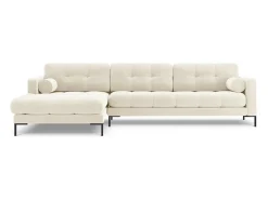 Cosmopolitan Design - Sofá de canto esquerdo "Bali" 5 lugares em veludo bege claro - 293x185x75cm