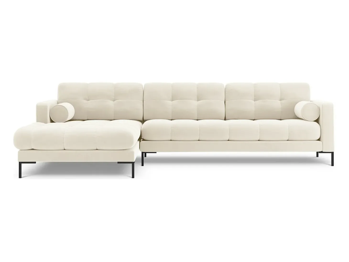 Cosmopolitan Design - Sofá de canto esquerdo "Bali" 5 lugares em veludo bege claro - 293x185x75cm
