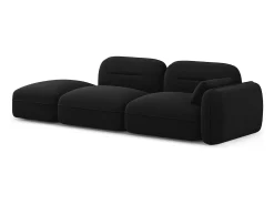 Cosmopolitan Design - Sofá modular virado para a esquerda "Sydney" 3 lugares em veludo preto - 295x90x70cm