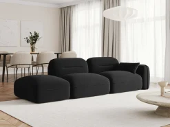 Cosmopolitan Design - Sofá modular virado para a esquerda "Sydney" 3 lugares em veludo preto - 295x90x70cm
