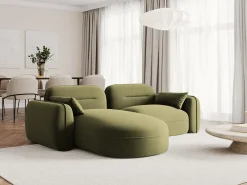 Cosmopolitan Design - Sofá modular de canto esquerdo "Sydney" 3 lugares em veludo verde claro - 230x165x70cm