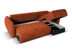 Cosmopolitan Design - Sofá convertível de canto direito com caixa de arrumação "Matera" 4 lugares em tecido chenille terracota - 253x173x86cm