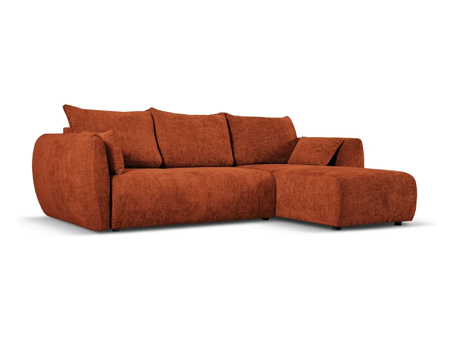 Cosmopolitan Design - Sofá convertível de canto direito com caixa de arrumação "Matera" 4 lugares em tecido chenille terracota - 253x173x86cm