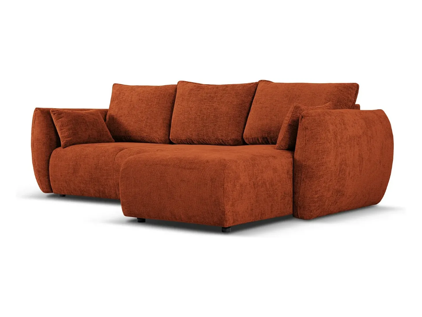 Cosmopolitan Design - Sofá convertível de canto direito com caixa de arrumação "Matera" 4 lugares em tecido chenille terracota - 253x173x86cm
