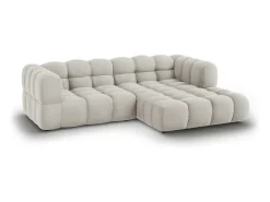 Cosmopolitan Design - Sofá modular de canto direito "Sky" 3 lugares em veludo bege claro - 244x162x75cm