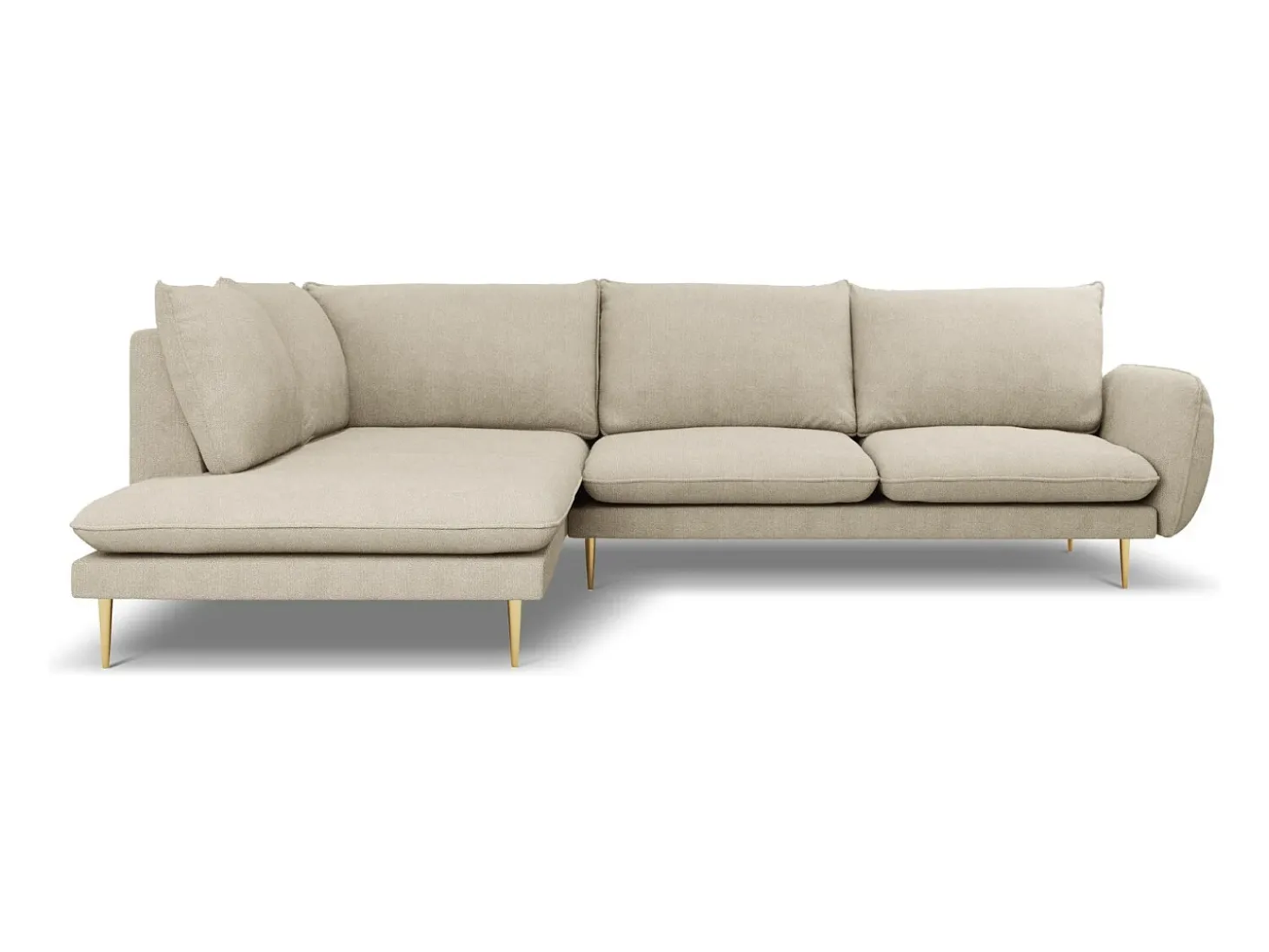 Cosmopolitan Design - Sofá de canto esquerdo "Vienna" 6 lugares em tecido estrutural bege - 275x185x95cm