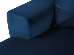 Cosmopolitan Design - Sofá panorâmico convertível em linha reta com caixa de arrumação "Kyoto" 7 lugares em veludo azul real - 313x194x88cm