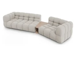 Cosmopolitan Design - Sofá modular direito "Sky" 3 lugares em veludo bege claro - 353x148x75cm