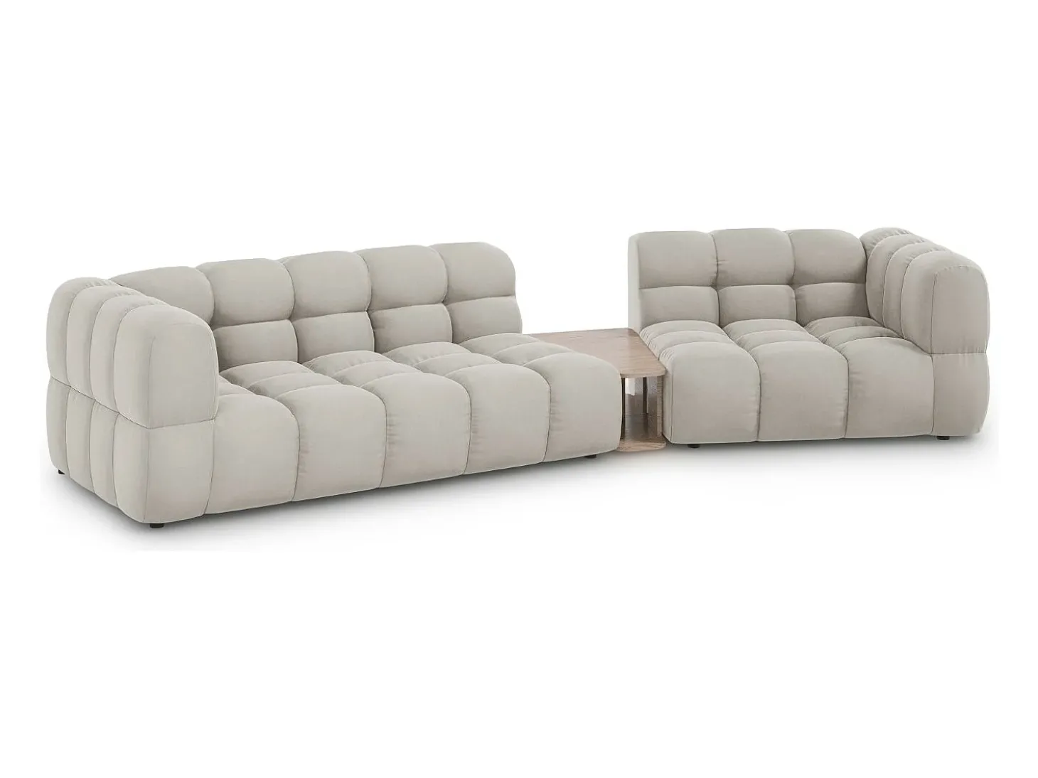 Cosmopolitan Design - Sofá modular direito "Sky" 3 lugares em veludo bege claro - 353x148x75cm
