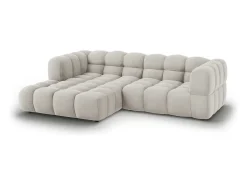 Cosmopolitan Design - Sofá modular de canto esquerdo "Sky" 3 lugares em veludo bege claro - 244x162x75cm