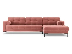 Cosmopolitan Design - Sofá de canto direito "Bali" 5 lugares em veludo rosa - 293x185x75cm