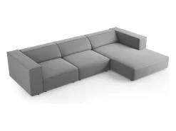 Cosmopolitan Design - Sofá de canto direito "Arendal" 4 lugares em veludo cinza claro - 284x166x70cm