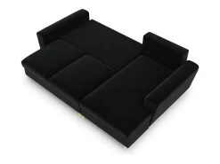 Cosmopolitan Design - Sofá convertível de canto direito com caixa de arrumação "Kyoto" 4 lugares em veludo preto - 241x145x88cm