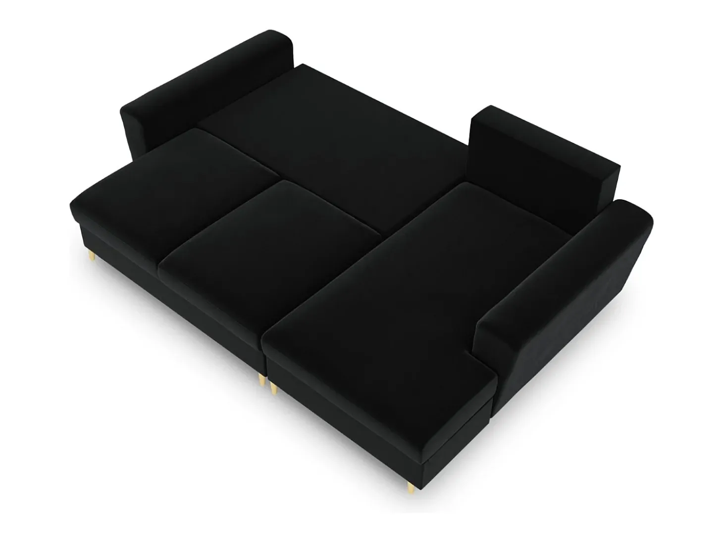 Cosmopolitan Design - Sofá convertível de canto direito com caixa de arrumação "Kyoto" 4 lugares em veludo preto - 241x145x88cm