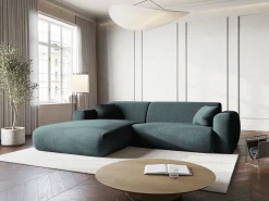 Cosmopolitan Design - Sofá de canto esquerdo "Nolio" 4 lugares em tecido chenille petróleo - 235x170x72cm