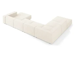 Cosmopolitan Design - Sofá de canto panorâmico à esquerda "Arendal" 7 lugares em tecido chenille bege claro - 364x262x70cm