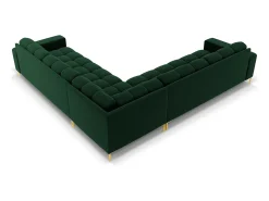 Cosmopolitan Design - Sofá de canto simétrico "Bali" 6 lugares em veludo verde garrafa - 256x256x75cm