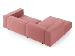 Cosmopolitan Design - Sofá de canto esquerdo "Arendal" 3 lugares em veludo salmão - 224x166x70cm