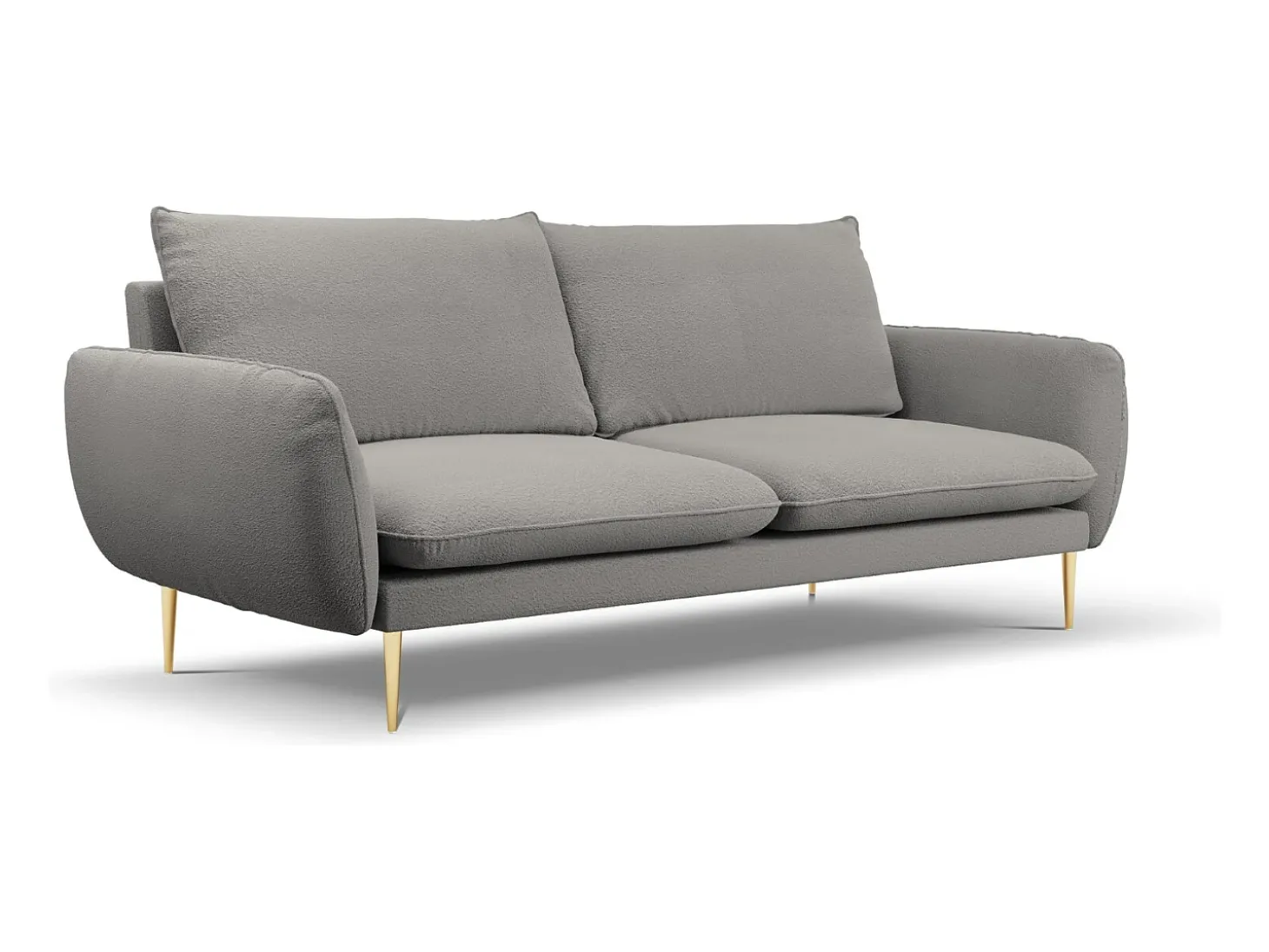 Cosmopolitan Design - Sofá "Vienna" 4 lugares em tecido bouclé cinza - 230x92x95cm