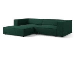 Cosmopolitan Design - Sofá de canto esquerdo "Arendal" 3 lugares em tecido chenille com efeito canelado verde garrafa - 224x166x70cm